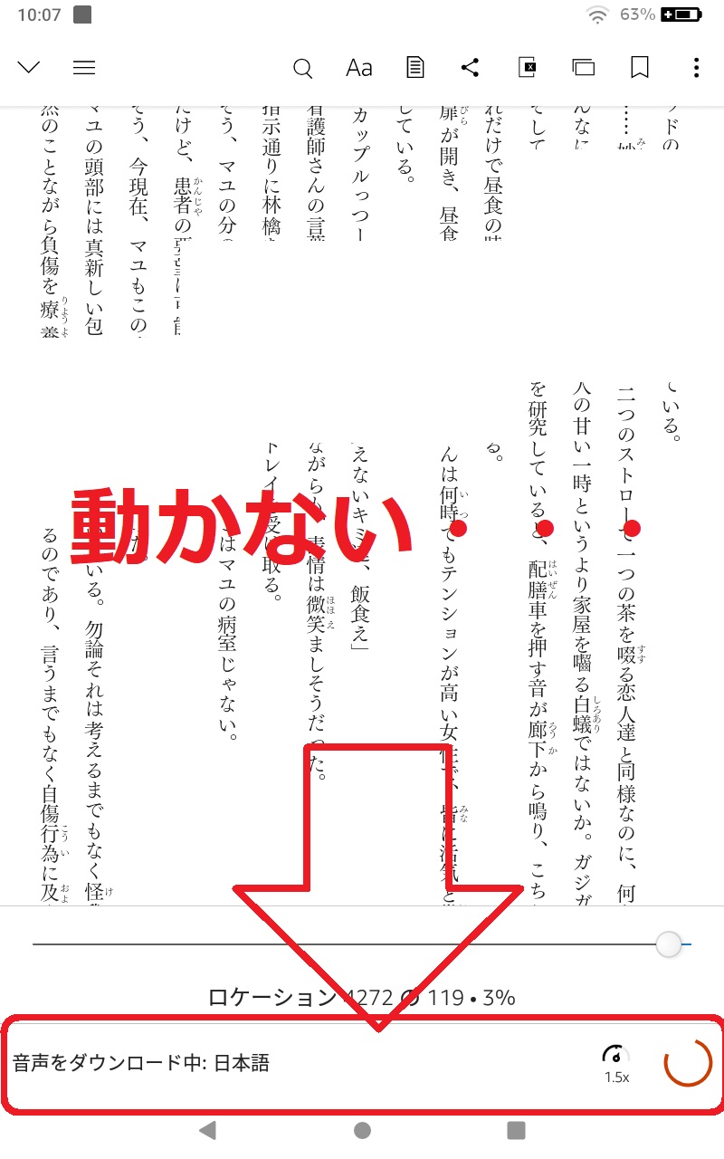 読み上げ機能の追加音声ダウンロードが完了しません