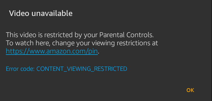 Prime Video doesn t prompt for PIN for age restricted content