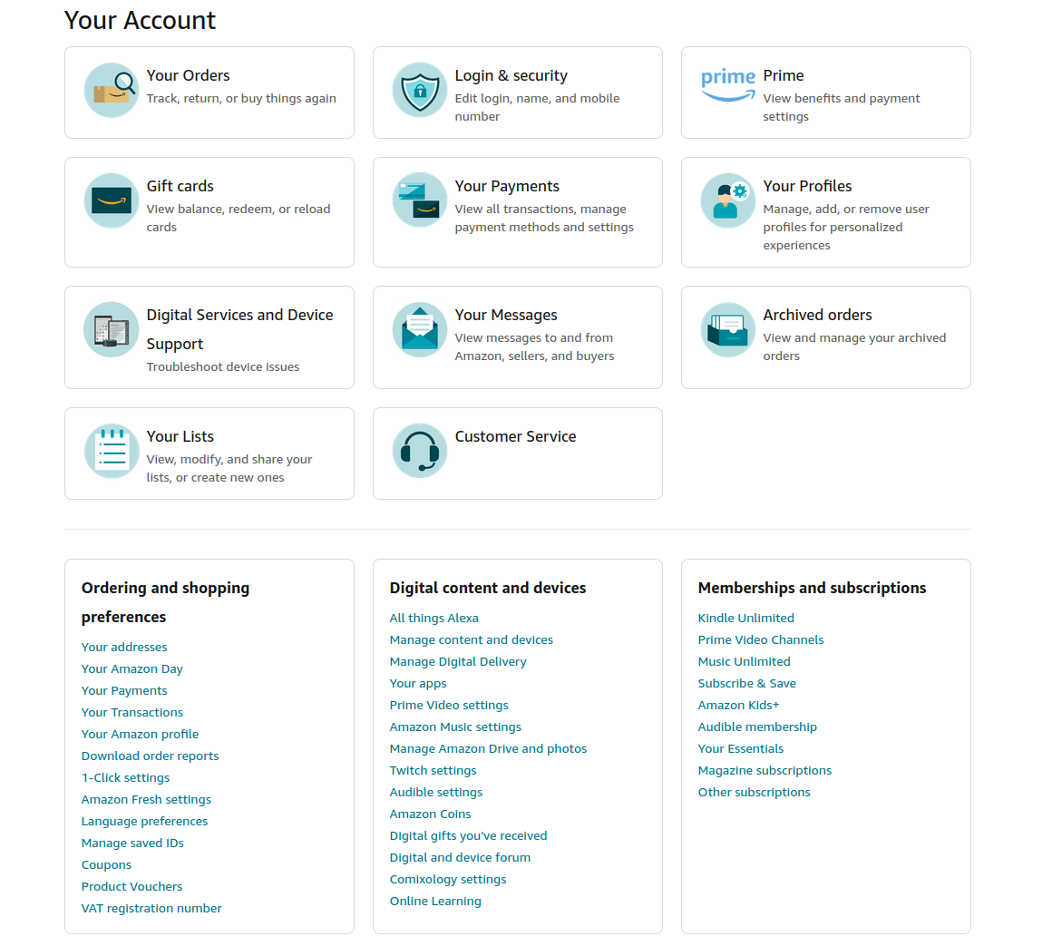 My account is missing the "Digital games and software" link on the