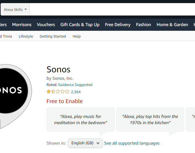 Alexa stopped store working on sonos