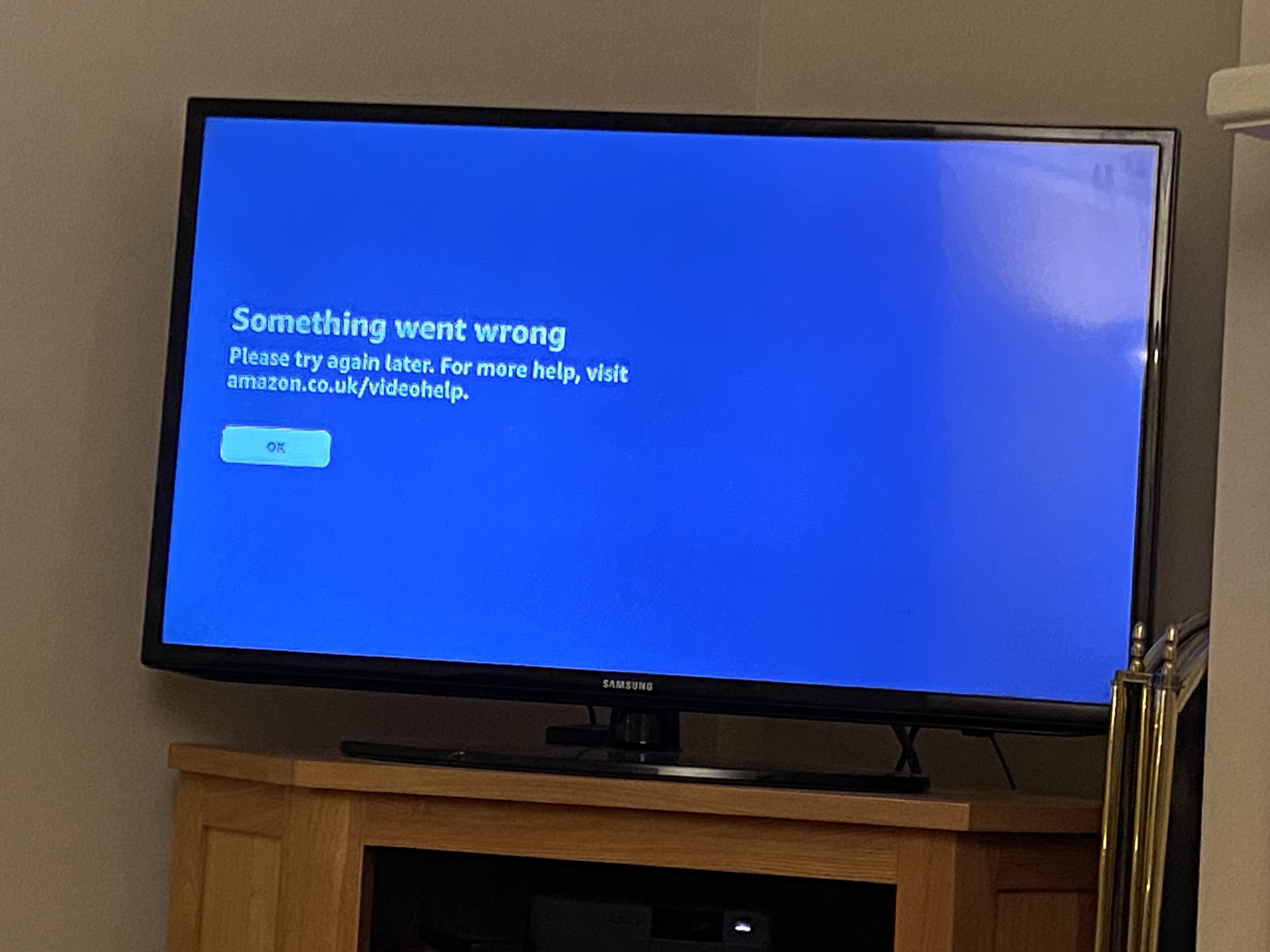 Amazon prime will not online play on samsung tv