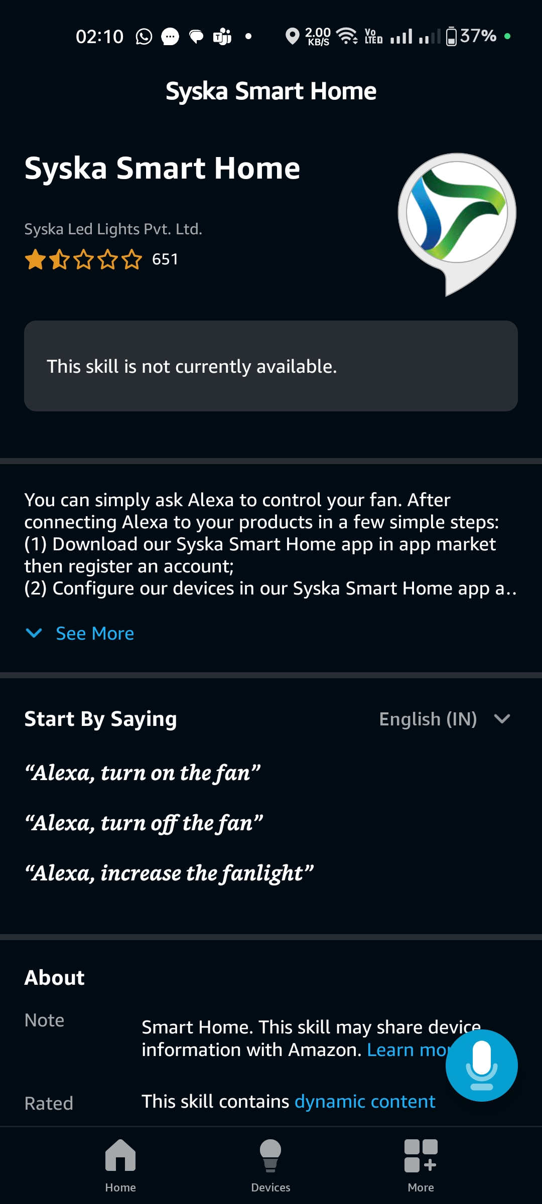 Syska smart best sale light alexa