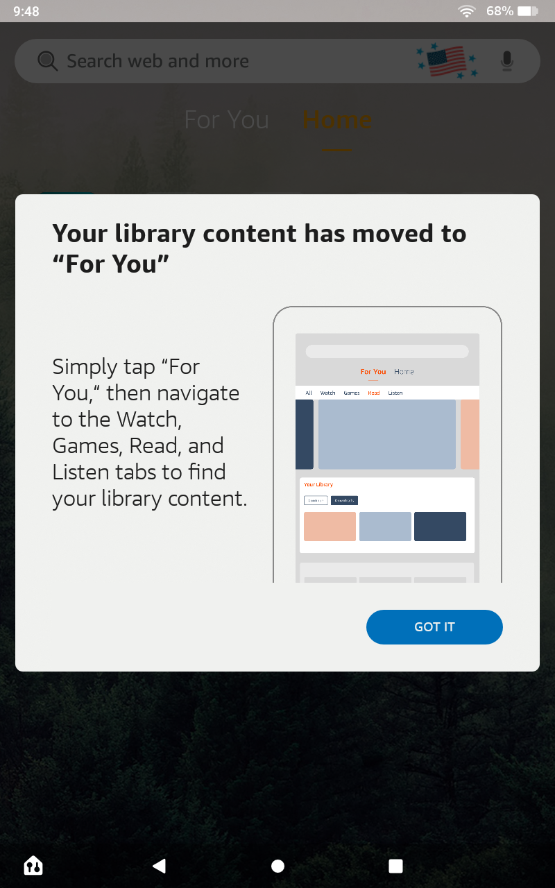 Why has my library disappeared from my home page